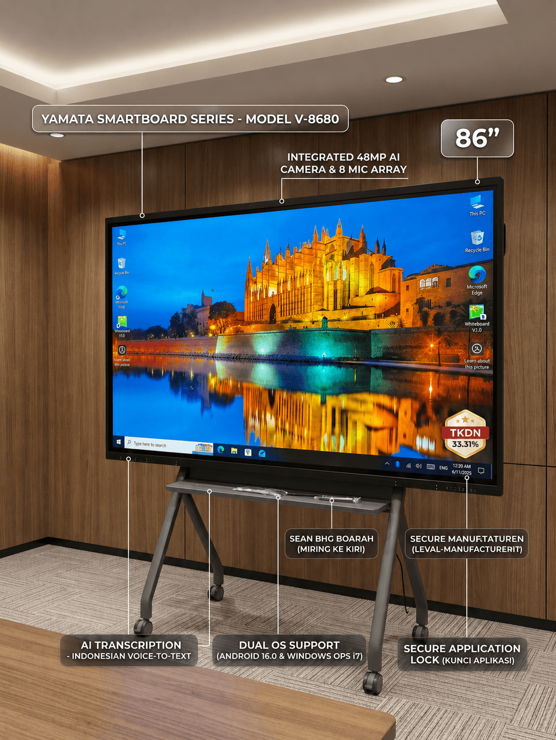 YAMATA Smartboard 86 Inch V-8680